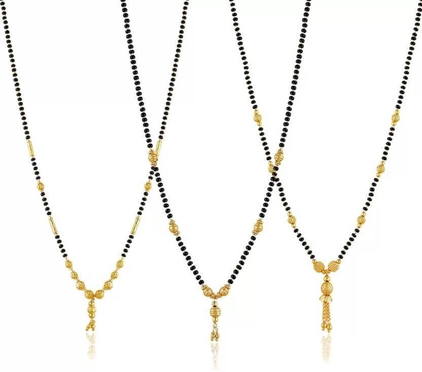 Bhumi09 Bhumi09 Combo of 3 One Gram Gold Plated Mangalsutra Brass Mangalsutra Dailywear Brass Mangalsutra