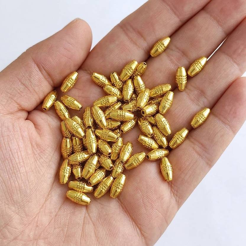 AccessorizeLife 1 Gram Gold Moti for Mangalsutra Making | Golden Jewelry Beads | Pack of 10 Alloy Charm Set