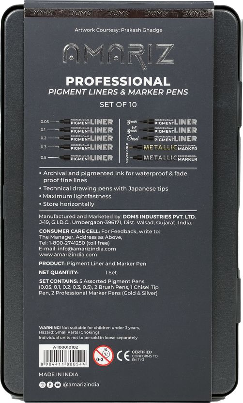 DOMS Amariz Professional Pigment Liners Set of 10 Pack of 10 - Image 2