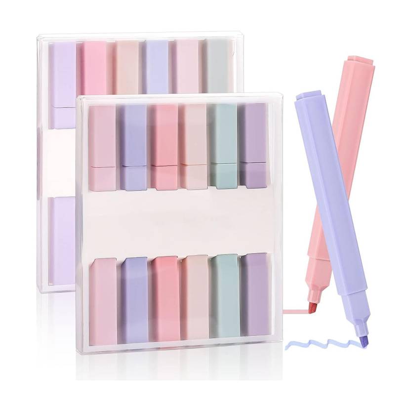 PEACORA Aesthetic Pastel Cute Highlighters Mild Colors With Soft Chisel Tip No Bleed