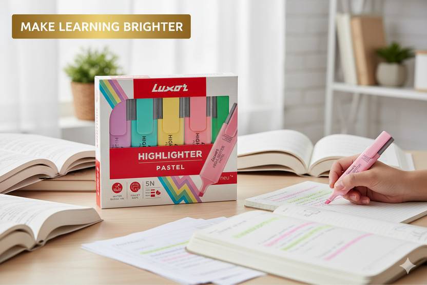 LUXOR Pastel Highlighter Assorted suitable for school, home, and office