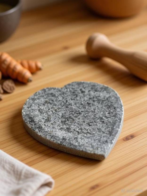 RARE OCEANS RARE OCEANS Heart Shape Stone for preparing Sandal Wood Paste / Turmeric Paste Stoneware Masher