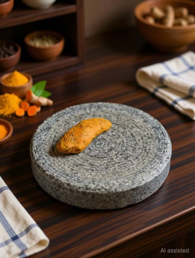 RARE OCEANS RARE OCEANS Round Shape/Haldi/Sandalwood/Manjal Ora kallu Rubbing Grinding Stone Stoneware Masher