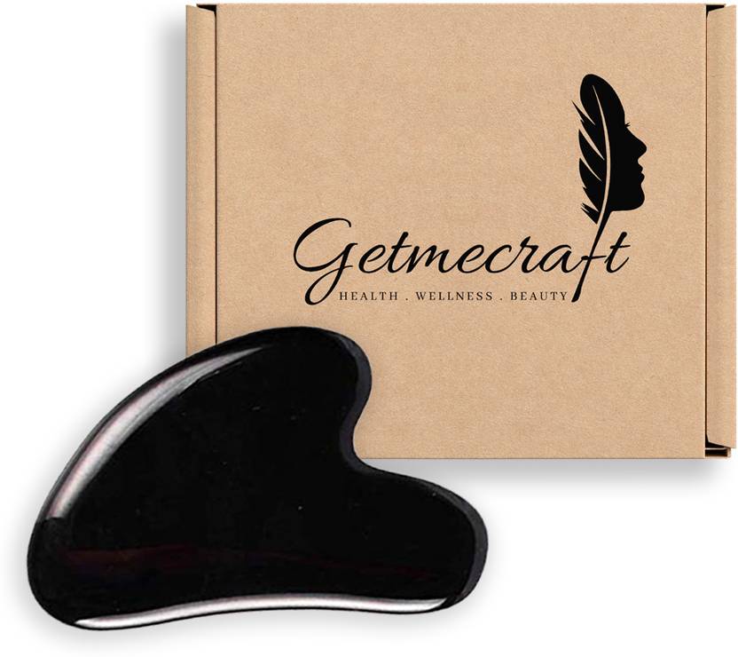 Getmecraft Black Obsidian Gua Sha Stone,Massage Tool,Gua Sha Scraping Massage Tool Black Obsidian Stone Relieve Muscle Tensio Spa Type Body Massager for Face Body Massager