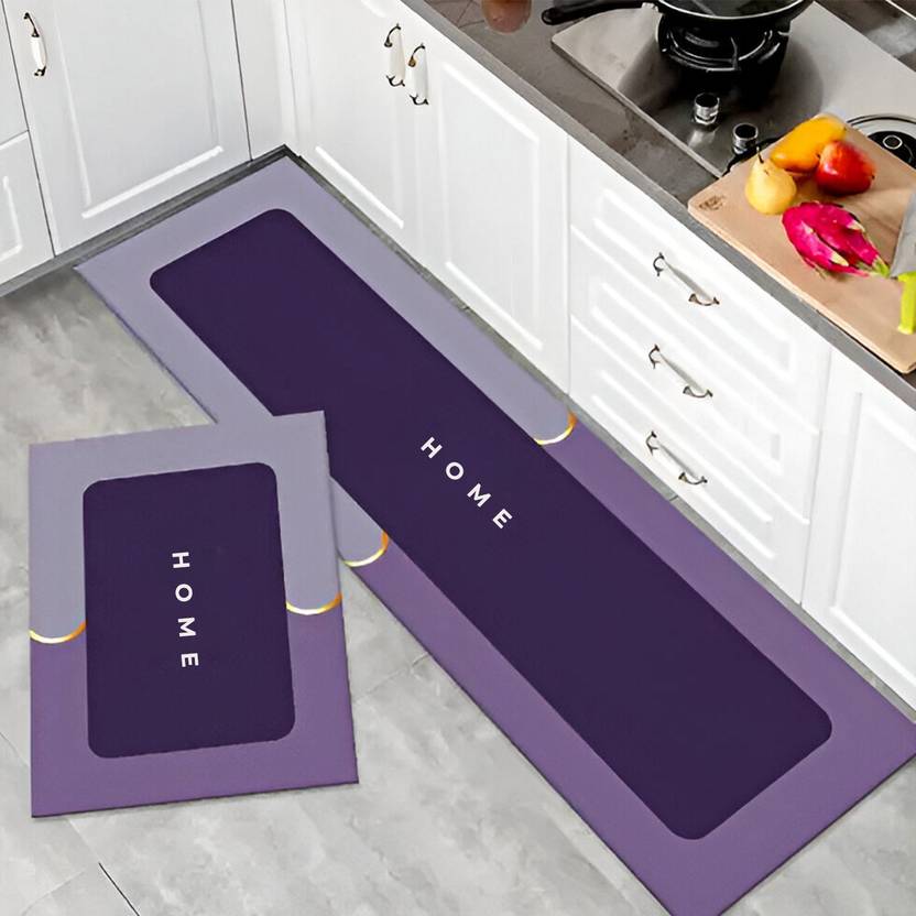 MAXOSHINE Rubber Bathroom Mat (Purple, Pack of 2, Large)