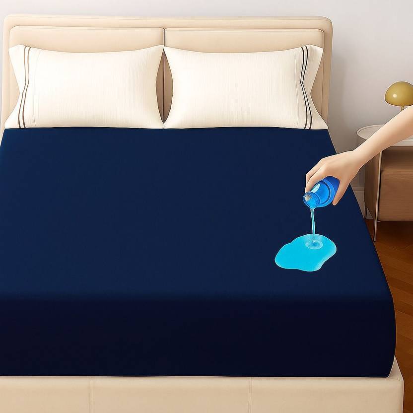 Blufurn Double Size Fitted Terry Cotton Breathable, Stretchable, Waterproof Mattress Cover
