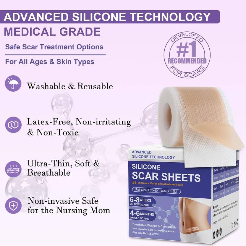 CROWNS Premium Silicone Scar Tape 4cm x 150cm Gauze Medical Dressing