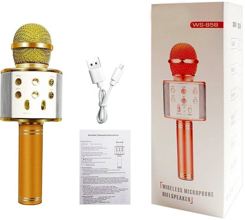 KHANSAHEB WS858 Mic Portable Wireless Karaoke Handheld Mic Microphone