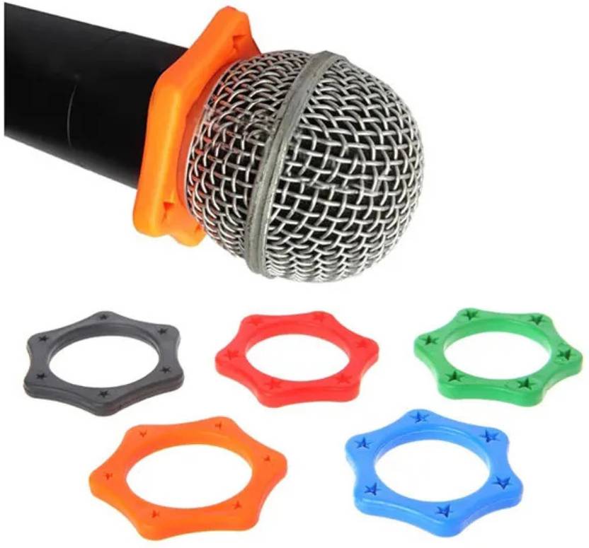 BALRAMA 5pc Black Colour Anti-Roll Microphone Protection Ring Rubber Anti-Slip Shock Mic Anti-Rolling Protective Covers Holders for Handheld Wireless Mic Microphone