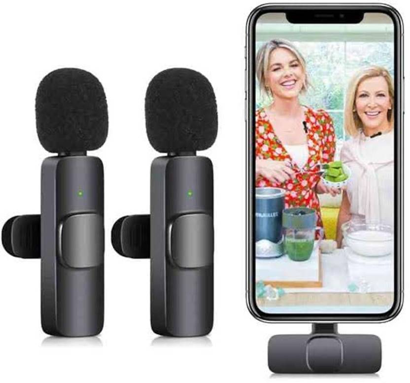 VANZARA K9 Wireless Collar Microphone Dual Clip-On Lavalier Mic, Plug & Play L156 Microphone