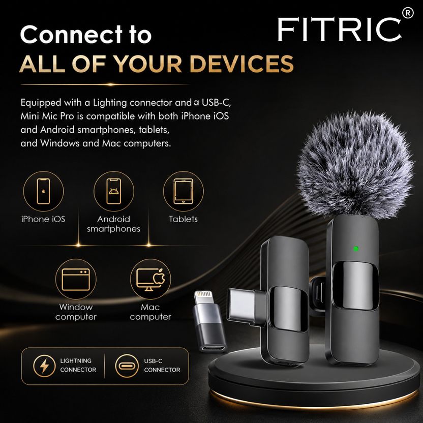 FITRIC K8 Wireless Lavalier Microphone for Android & iPhone - Image 4