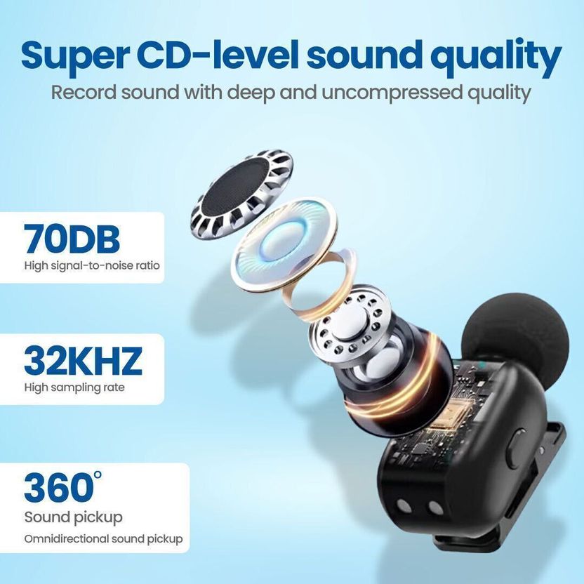 MAK Wireless Mic with Case, 2 Voice Modes, Noise Cancellation - Image 2