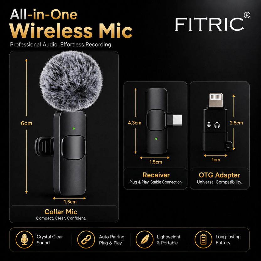 FITRIC K8 Wireless Lavalier Microphone for Android & iPhone - Image 5