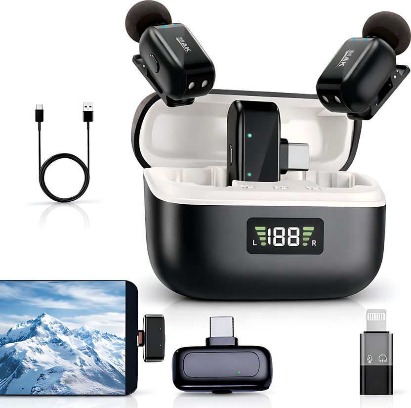 MAK Wireless Mic with Case, 2 Voice Modes, Noise Cancellation - Image 1