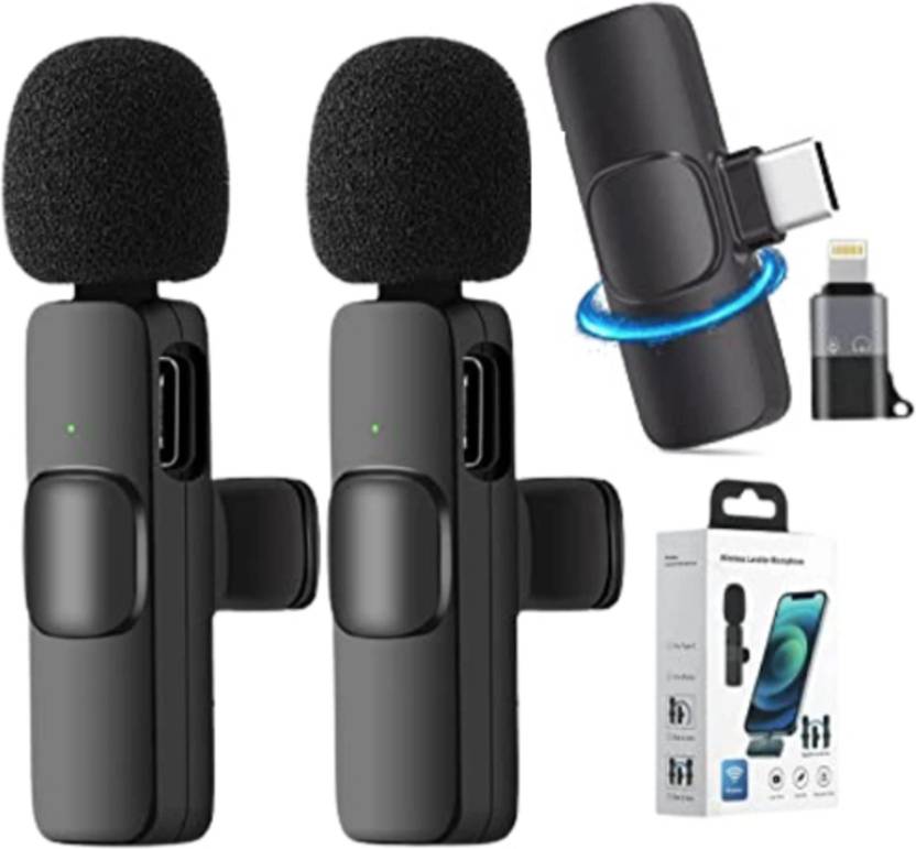 VANZARA K9 Wireless Collar Microphone Dual Clip-On Lavalier Mic, Plug & Play L161 Microphone