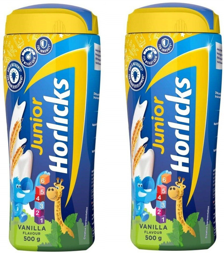 HORLICKS Junior Vanilla Flavour 500 Gram Pack of 2