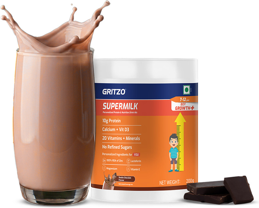 Gritzo SuperMilk Growth+ (7-12y Boys), 10g Protein Powder