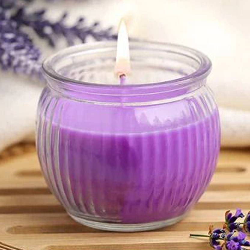 IRIS Lavender Fragranced Ribbed Jar Candle