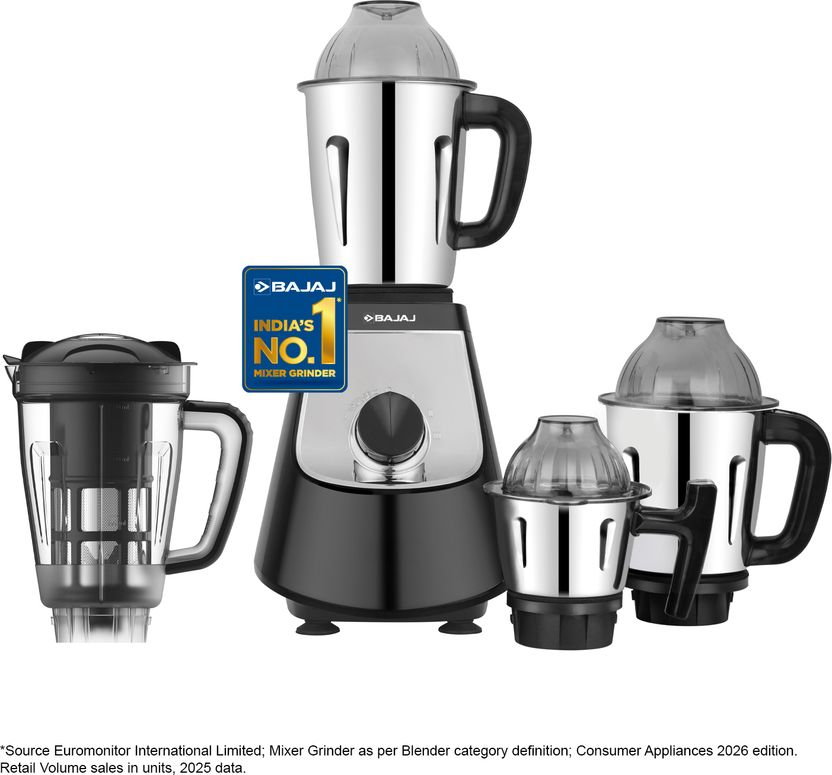 BAJAJ Military 1000 W Mixer Grinder (Evoque 4 Jar 1000W Jet Black...more - Image 2
