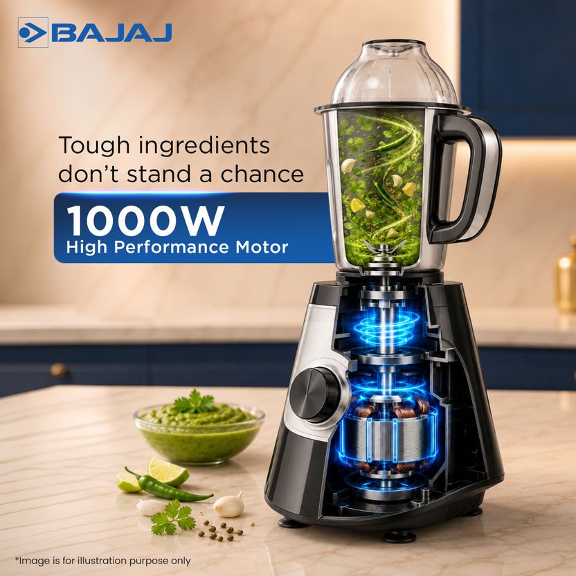 BAJAJ Military 1000 W Mixer Grinder (Evoque 4 Jar 1000W Jet Black...more - Image 4