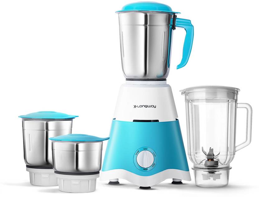 Longway Super Dlx 750 Juicer Mixer Grinder (4 Jars, White & Blue) Price in India Buy Longway