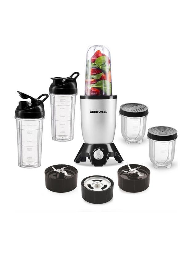 cookwell Bullet 600 W Juicer Mixer Grinder (Push + Knob | 5 Jars ...more - Image 1