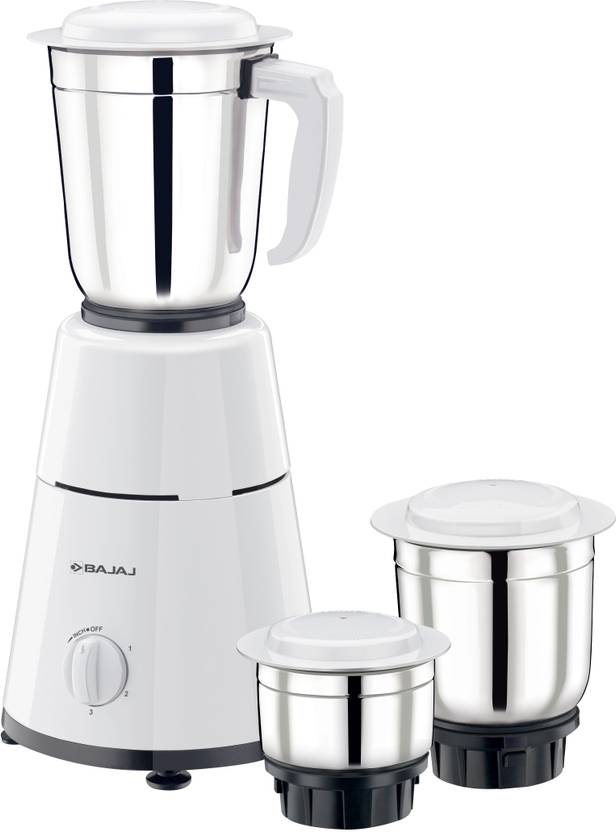 BAJAJ GX 1 500 W Juicer Mixer Grinder (3 Jars, White) Price in India