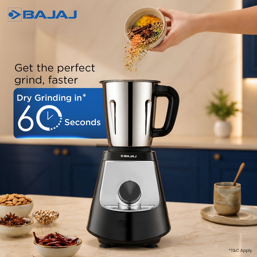 BAJAJ Military 1000 W Mixer Grinder (Evoque 4 Jar 1000W Jet Black...more - Image 7
