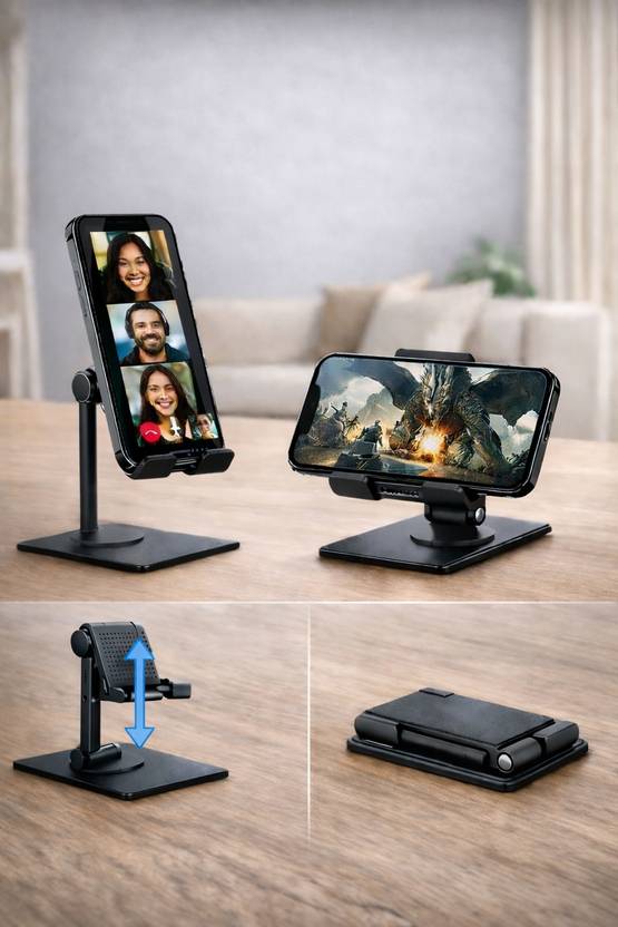 CAPLIC 360° Rotating Mobile Phone Stand | Foldable, |(Black) Mobile Holder