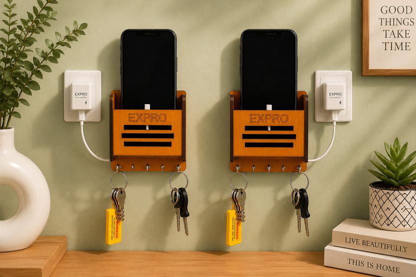 Expro Mobile Charging Holder with Key Hooks | Mobile