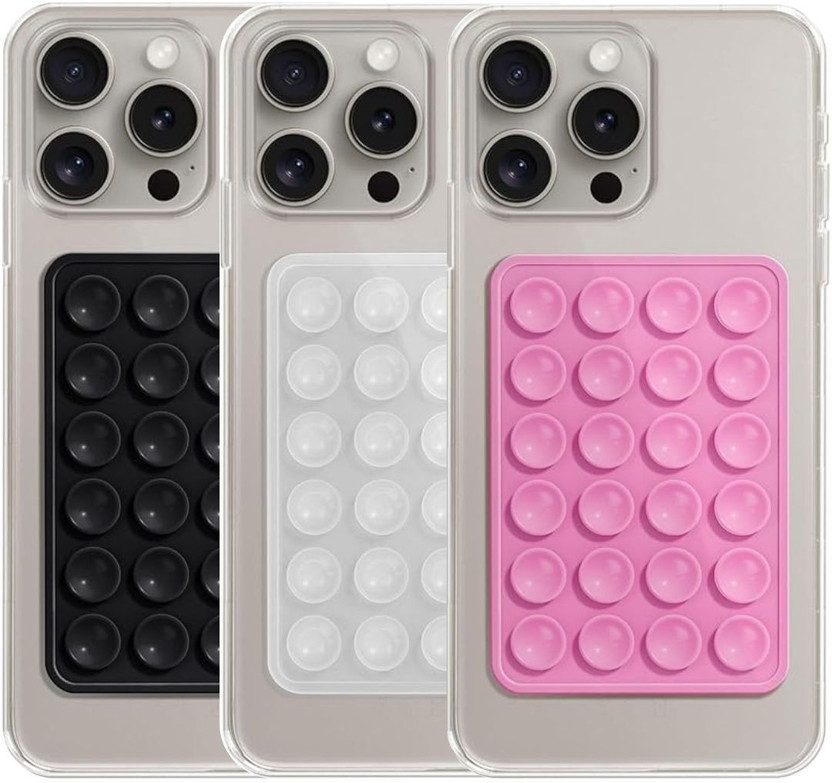 Khitoliyas Premium Single Sided Mobile Grip For All Mobiles Pack of 3 Black, White & Pink Mobile Holder