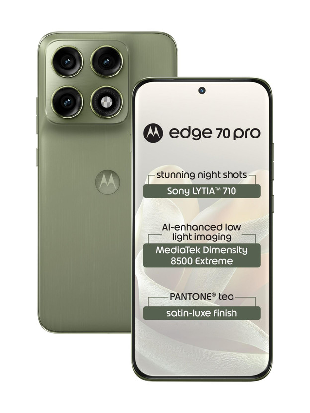 Click to enlarge MOTOROLA edge 70 pro (Satin-Luxe PANTONE Tea (Green), 256 GB) (8 ...more