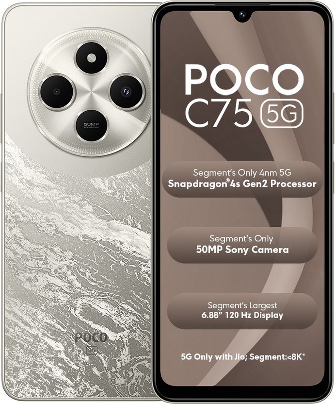 POCO C75 5G (64GB, 4GB RAM, Silver) - Image 2
