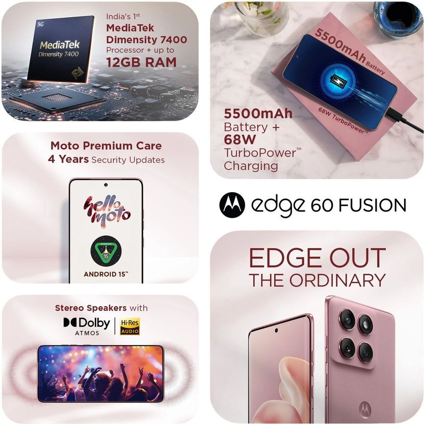 Motorola Edge 60 Fusion 5G (Pantone Zephyr, 256GB, 12GB RAM) - Image 4