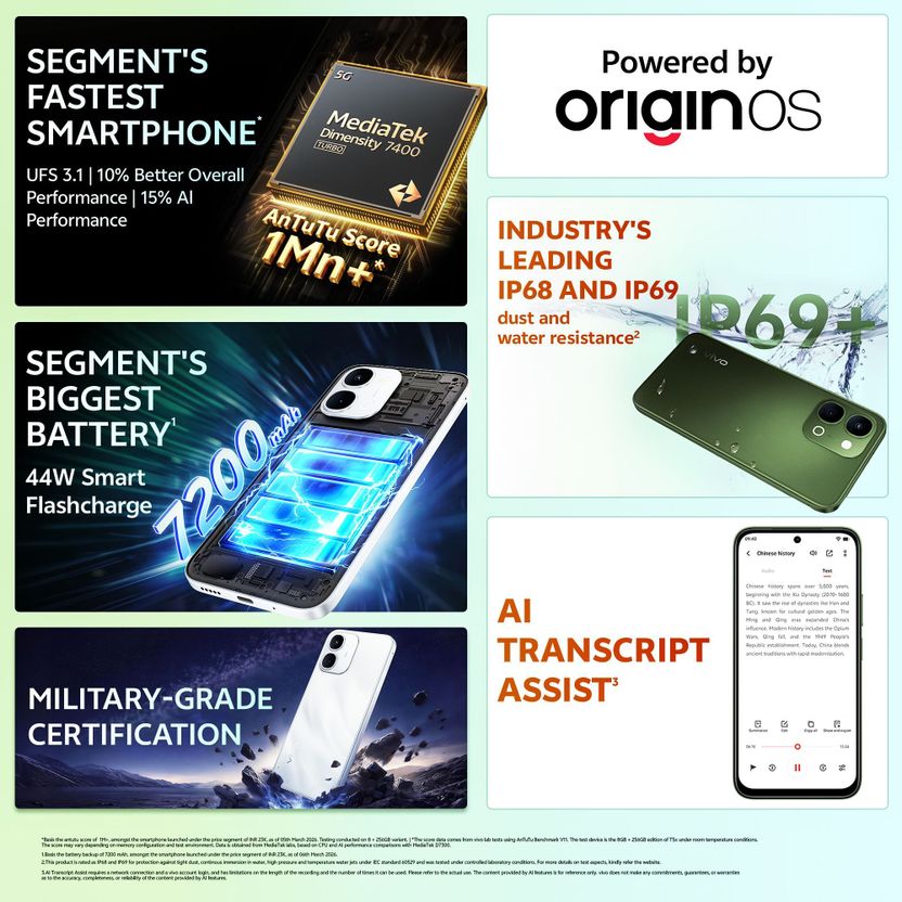 vivo T5x 5G 128GB 6GB RAM Cosmic Green - Image 3