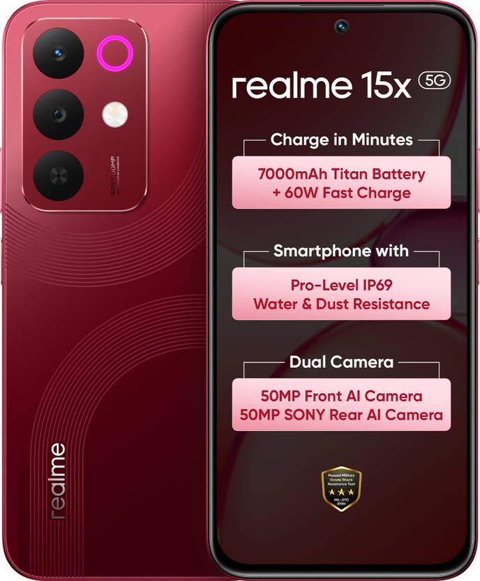 realme 15x 5G (Blue 8GB RAM,256GB) Dimensity 6300 6nm Octa-core
