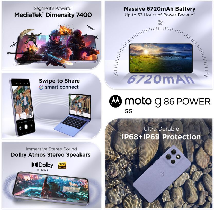 Motorola G86 Power 5G (128GB, 8GB RAM, Cosmic Sky) - Image 6