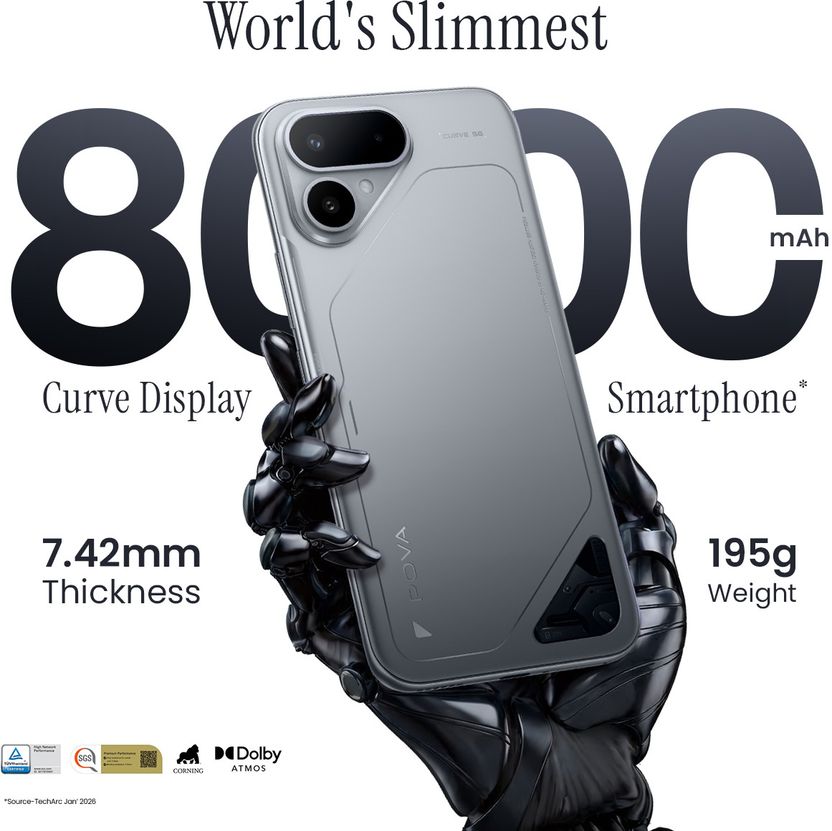 Tecno Pova Curve 2 5G 256GB 8GB RAM Silver - Image 3