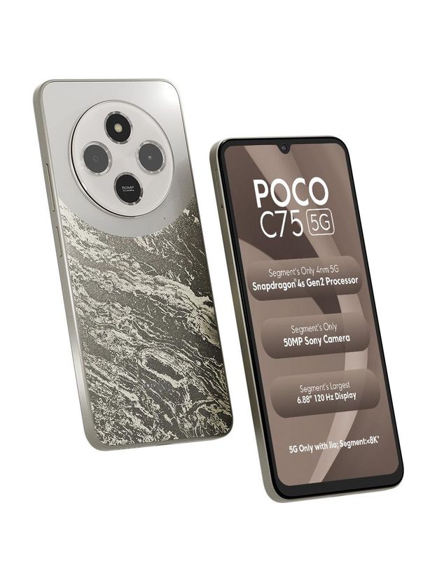 POCO C75 5G (64GB, 4GB RAM, Silver) - Image 1