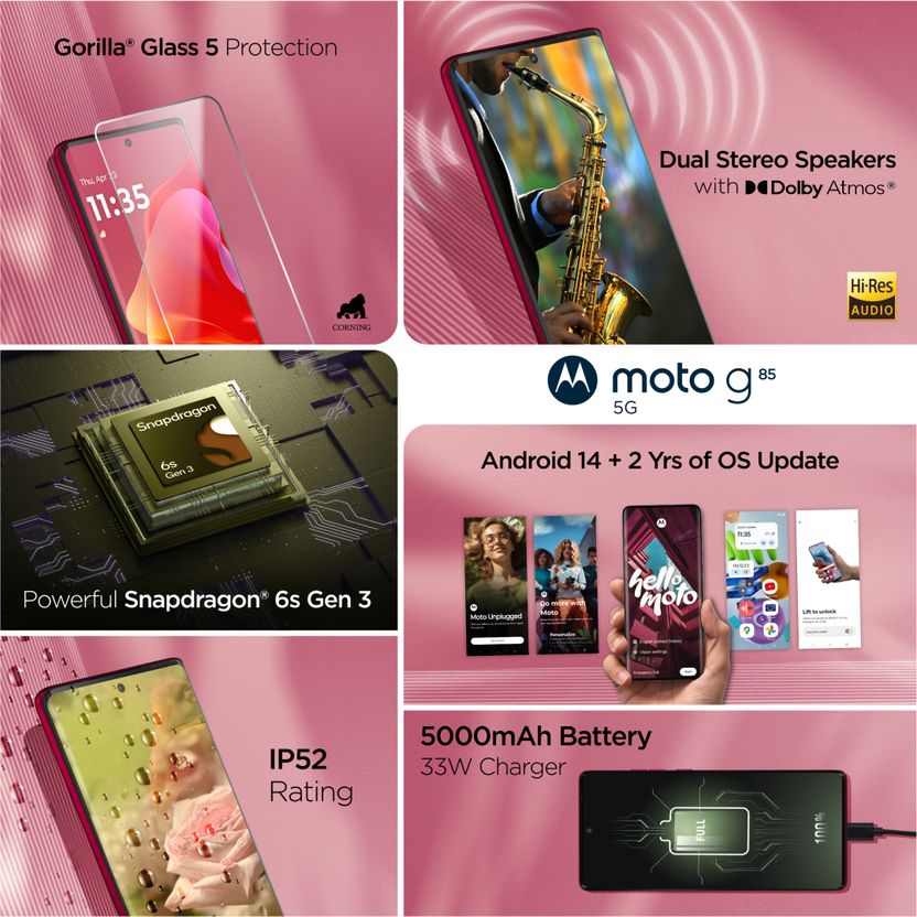 Motorola G85 5G 128GB 8GB RAM Viva Magenta - Image 4