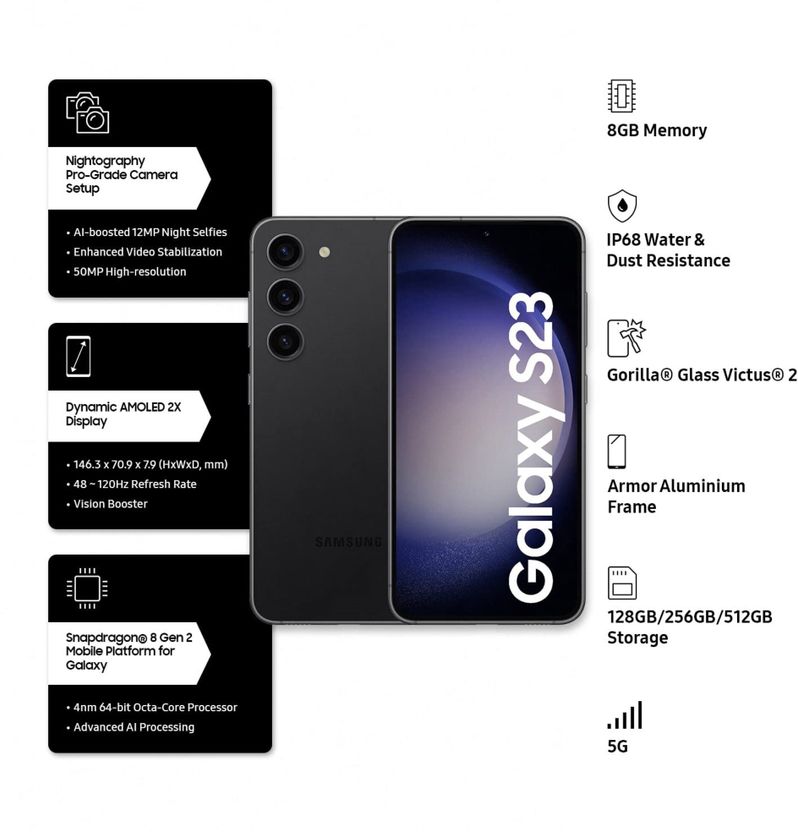 Samsung Galaxy S23 5G 256GB 8GB RAM Phantom Black - Image 6