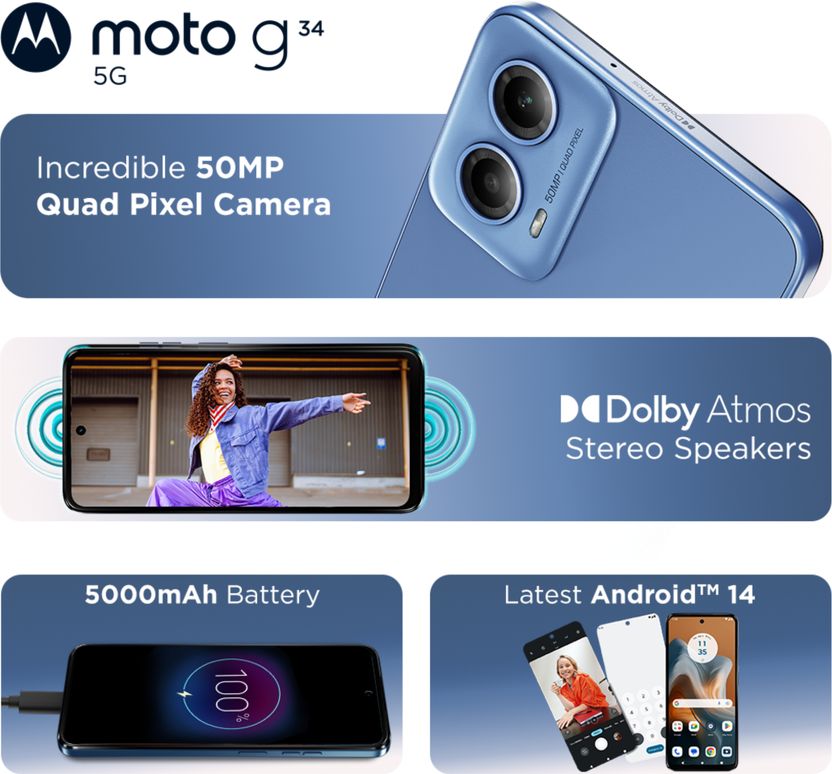 Motorola G34 5G 128GB 4GB RAM Ice Blue - Image 5