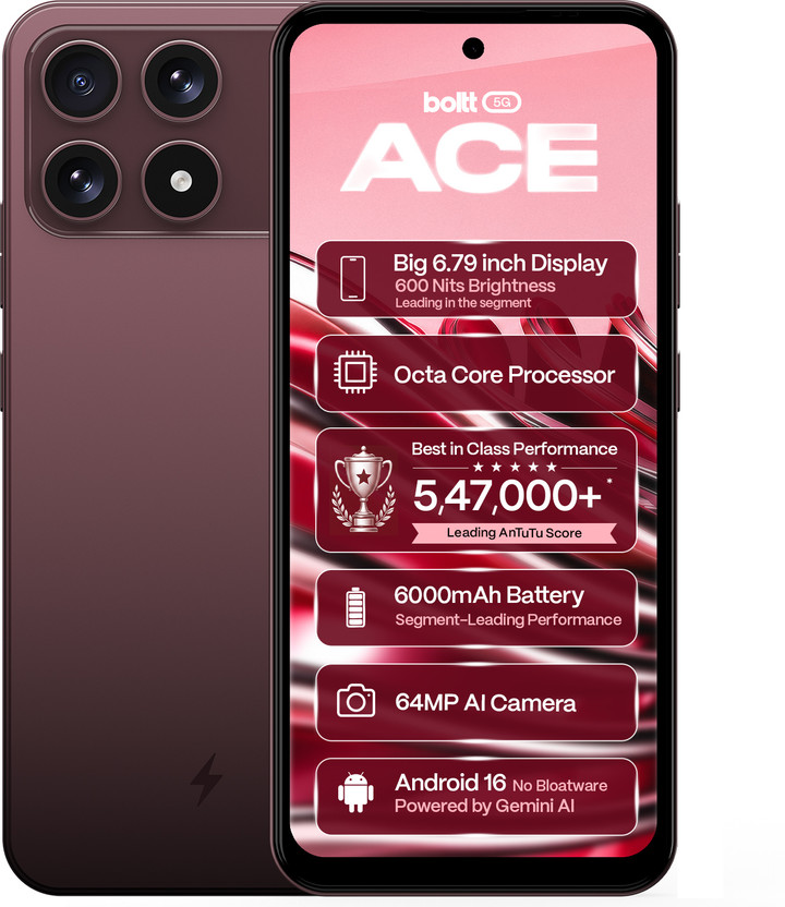boltt ACE 5G (Burgundy Bliss, 128 GB)
