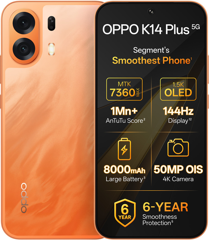 Click to enlarge OPPO K14 Plus 5G (128 GB Storage, 6 GB RAM) Online at Best Price On Flipkart.com