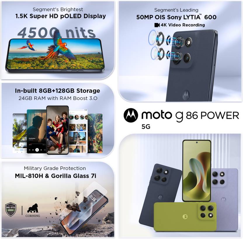 MOTOROLA G86 Power 5G (Cosmic Sky 128GB 8GB RAM) Dimensity 7400