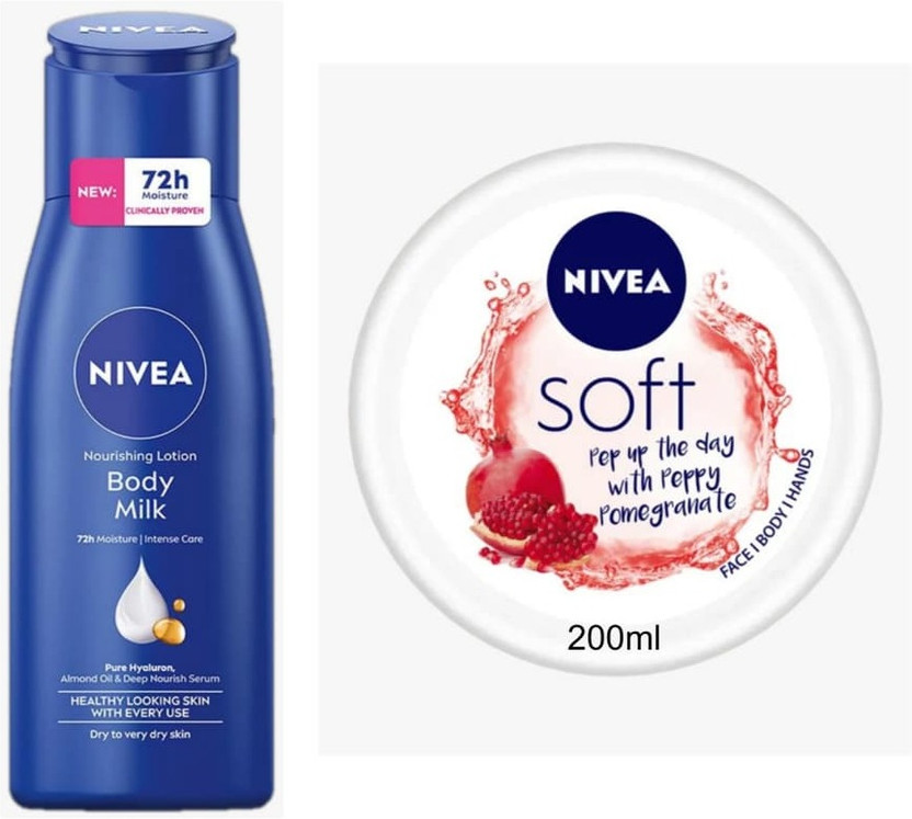 NIVEA Body Milk 50ml & Pomegrenate 200ml lotion Set of 2