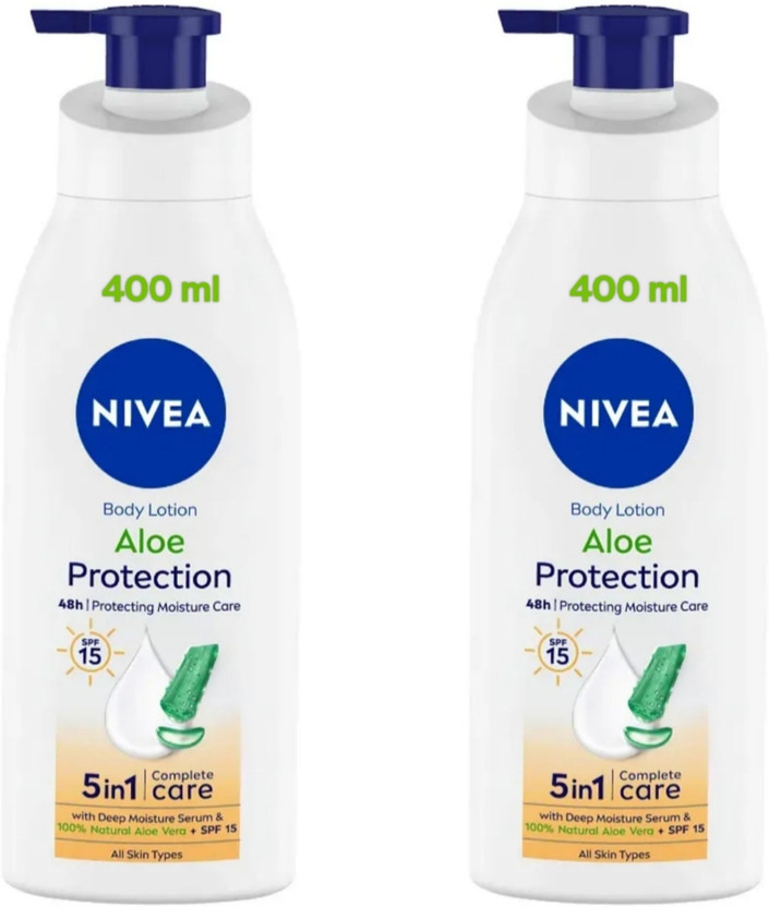 NIVEA Aloe Protection 5 in 1 Care Lotion 400ml - (Pack of 2)