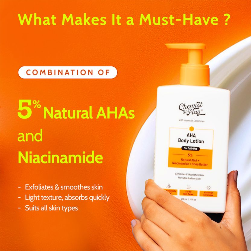 Chemist at Play AHA Body Lotion with Niacinamide, Shea Butter - Image 3