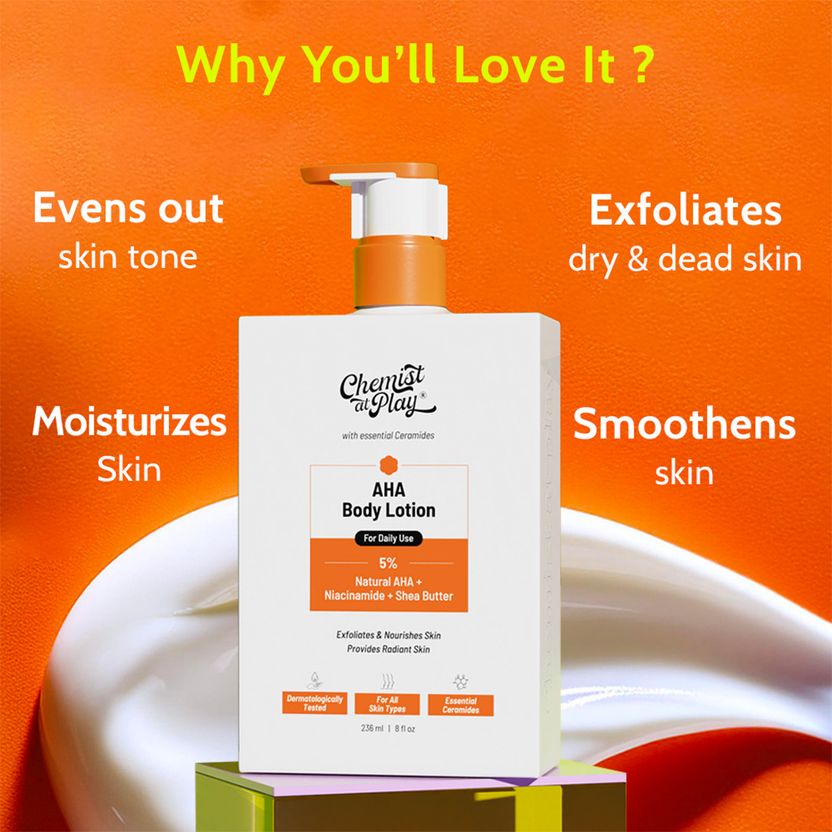 Chemist at Play AHA Body Lotion with Niacinamide, Shea Butter - Image 2
