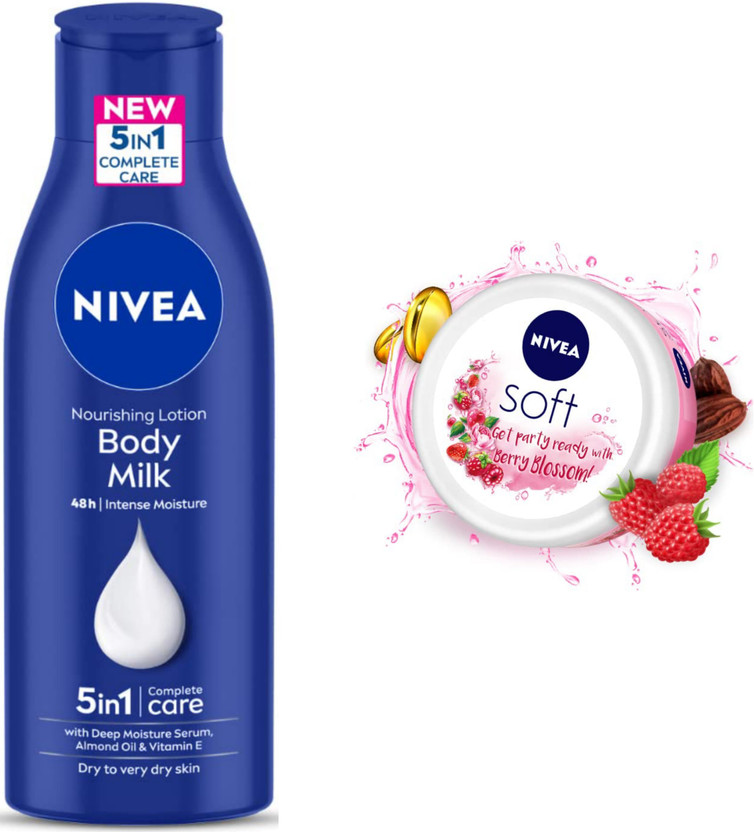 NIVEA Bodymilk 200ml & Berry 100ml Combo